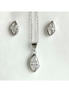 CZ Sterling Silver Necklace Earring Set 🆕